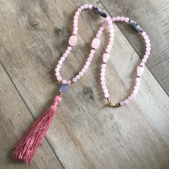 Danielle Stevens Jewelry - Danielle Stevens Rose Quartz Tassel Necklace